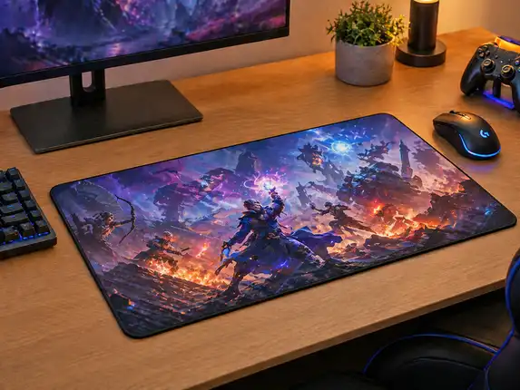 Großes bedrucktes Mauspad speziell für Online-Spiele.