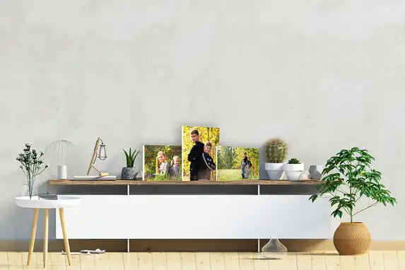 Durch die Kombination des Fotos auf Holzblockgrößen entsteht ein schöner Effekt.