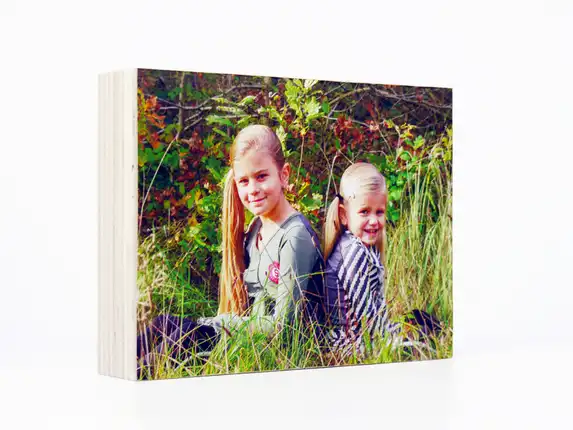Das Fotoblock aus Holz im Format 15 × 20 cm ist unser meistverkauftes Format.