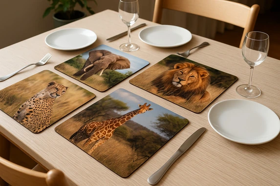 Tischsets im Afrika-Set, eine wunderbare Erinnerung an diese einzigartige Safari!