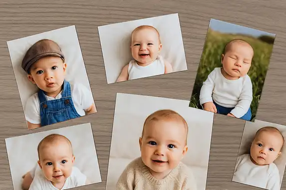 Babyfotos machen fast ein Fünftel aller Abzüge aus – gestochen scharf und naturgetreu bei Fotogeschenk gedruckt.