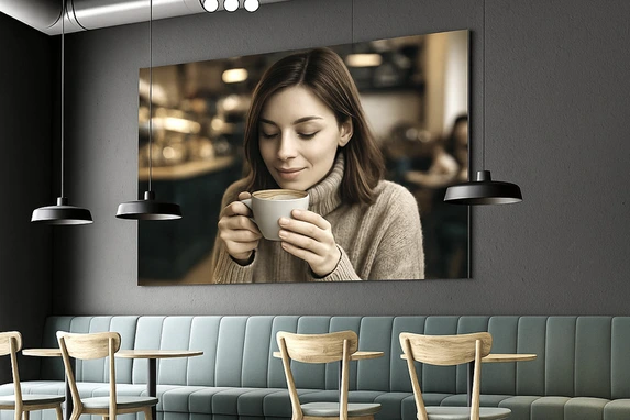 Stimmungsvolle Dekoration der Kaffeeecke mit Foto auf Forex.