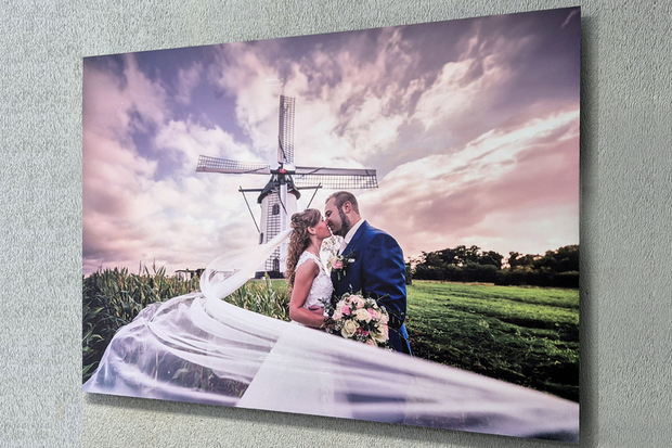 Trouwfoto op aluminium printen