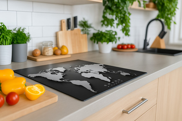 Inductiekookplaatbeschermer met wereldkaart
