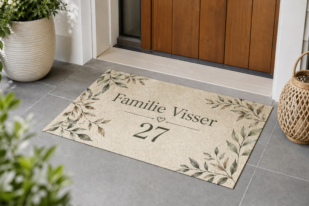 Deurmat familienaam huisnummer