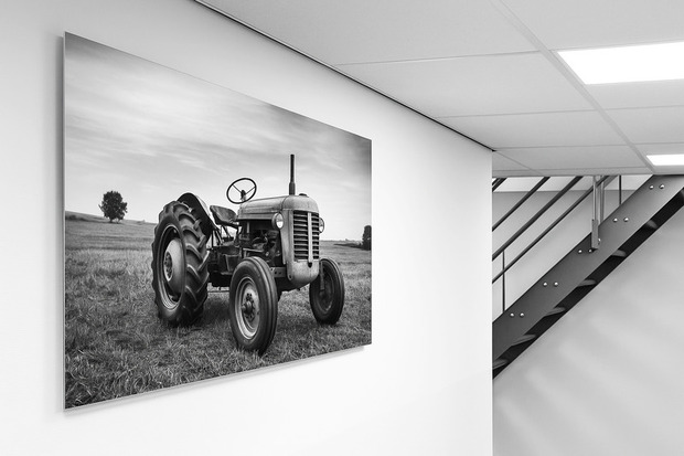 Fotovergoting zwart wit verlijmd op aluminium