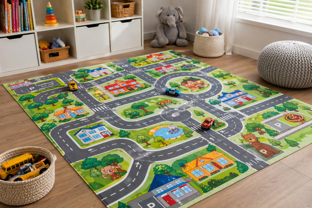 Speelkleed wegenprint kinderkamer
